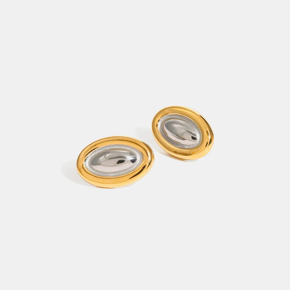 Trendy color-block stainless steel earrings
